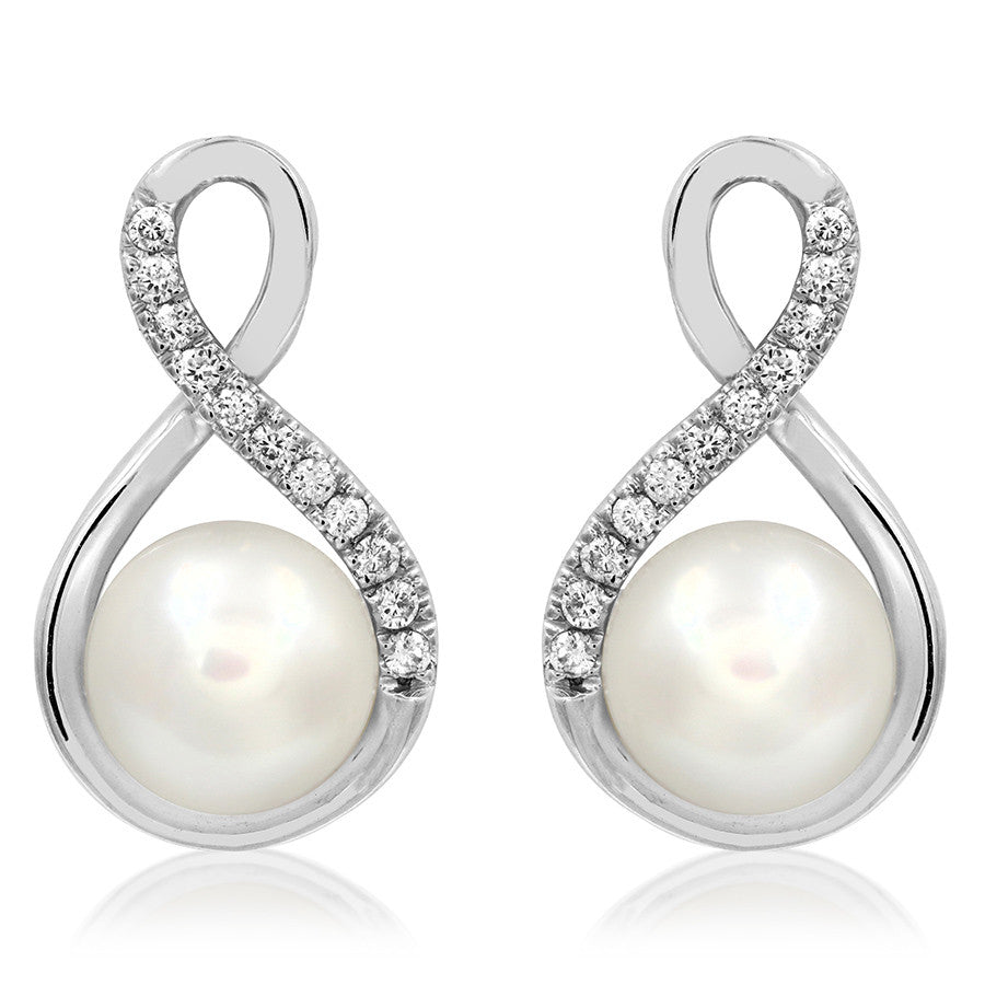 Pearl earrings with diamond on sale accent