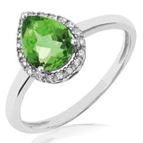 Gemstone Teardrop Ring with Diamond Frame