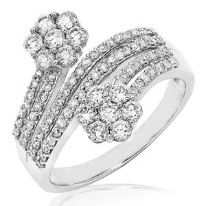 Floral Cluster Two Tier Diamond Bypass Ring