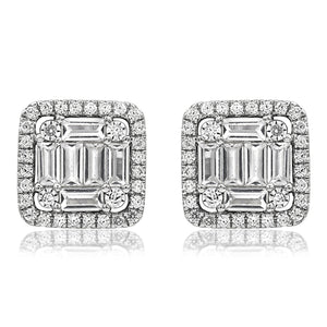 Cushion Diamond Halo Composite Stud Earrings